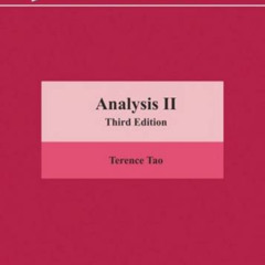 READ PDF 📫 Analysis II: Third Edition (Texts and Readings in Mathematics) by  Terenc