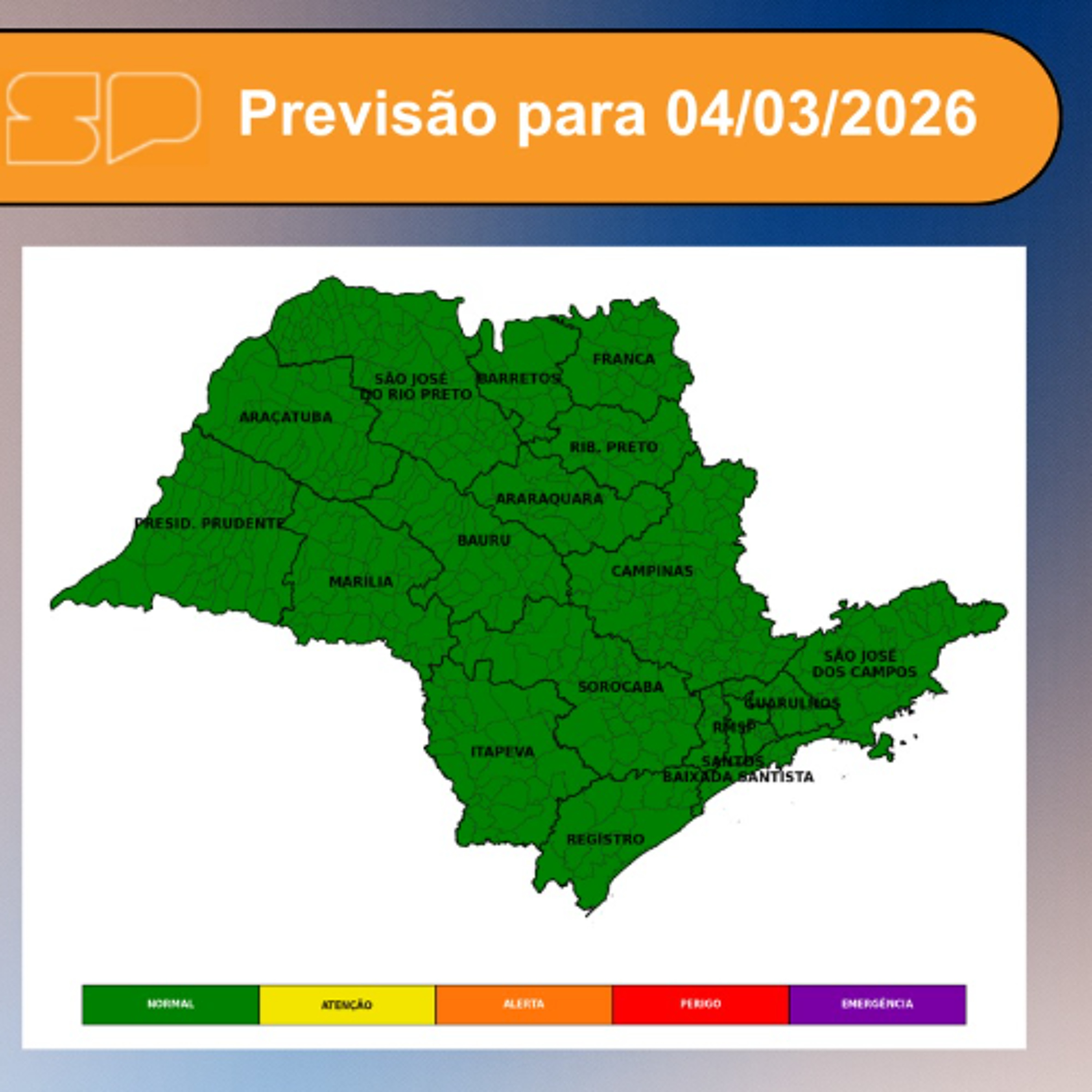 Defesa Civil - Quarta-feira, dia 04/03/2026, o dia será marcado pelo Sol entre algumas nuvens, o que favorece a elevação das temperaturas diurnas e o tempo abafado no Estado de São Paulo episode artwork