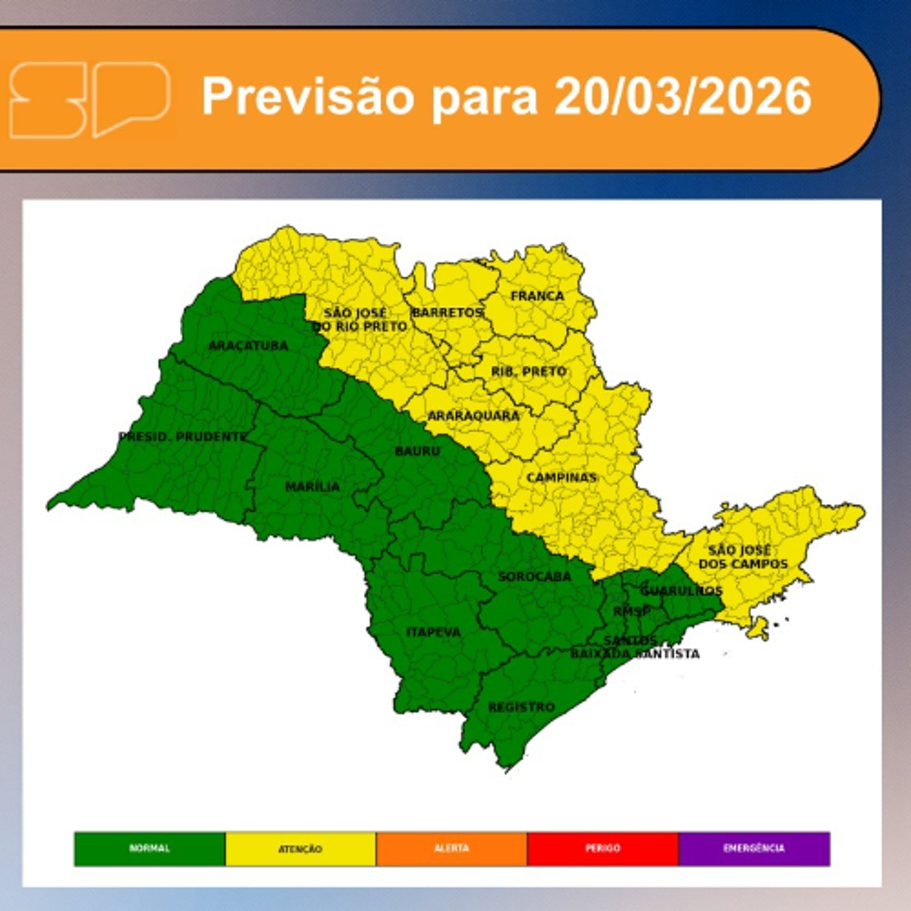 Defesa Civil - Nesta Sexta-feira, dia 20/03/2026, inicia-se às 11h45 a estação de outono/2026 no estado de São Paulo