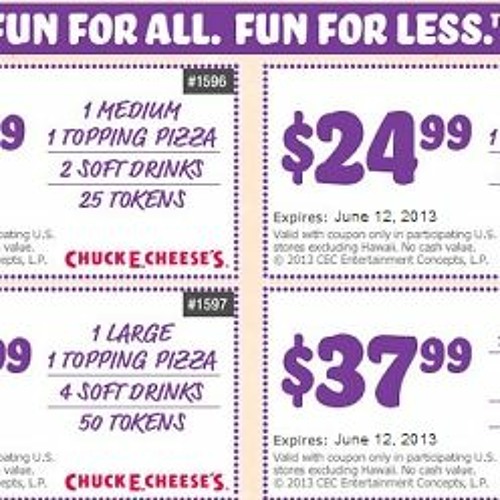 Stream Printable Chuck E Cheese Token Coupons ((EXCLUSIVE)) from Denise