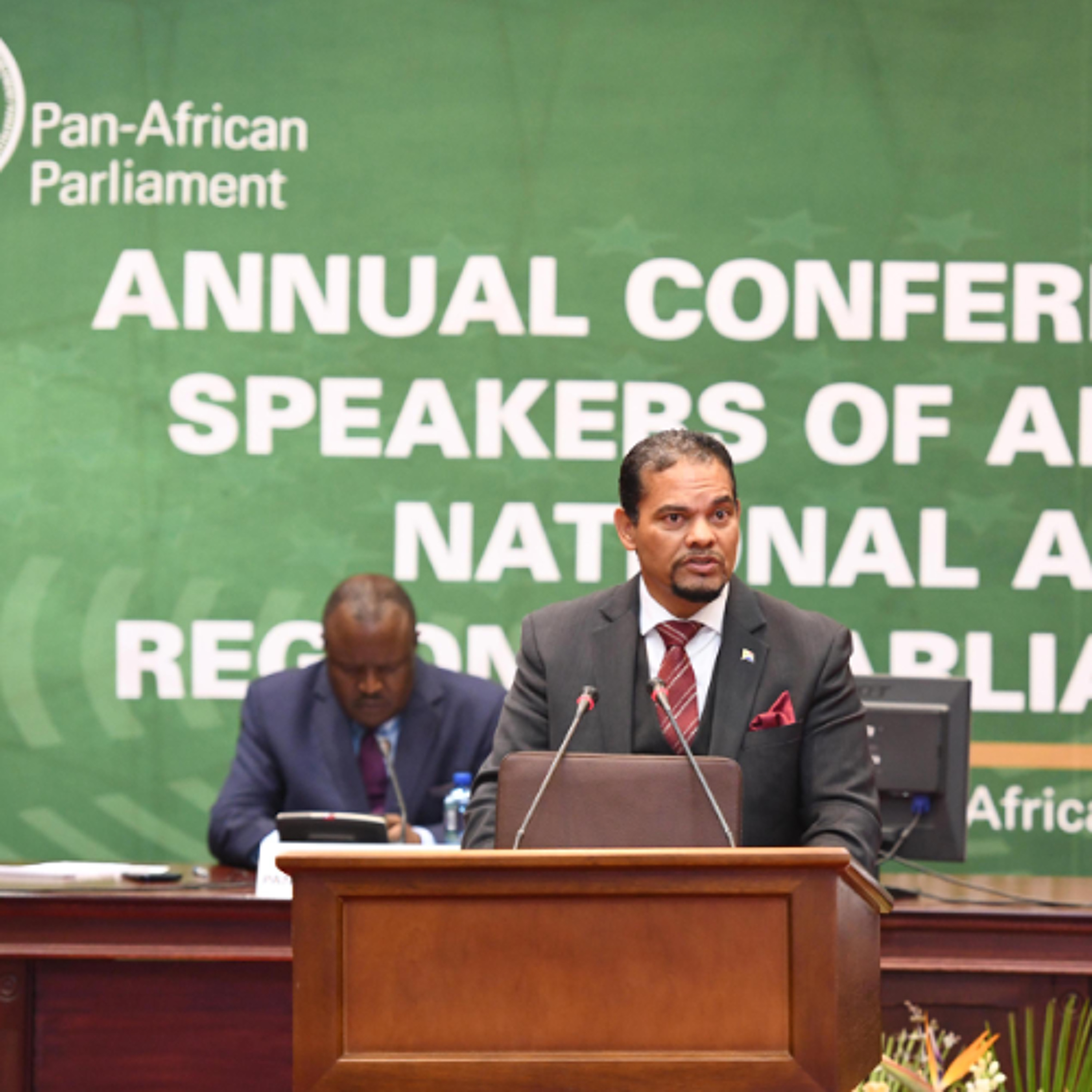 Deputy Minister Botes delivering remarks at the Annual Conference of Speakers of National and Regional Parliament