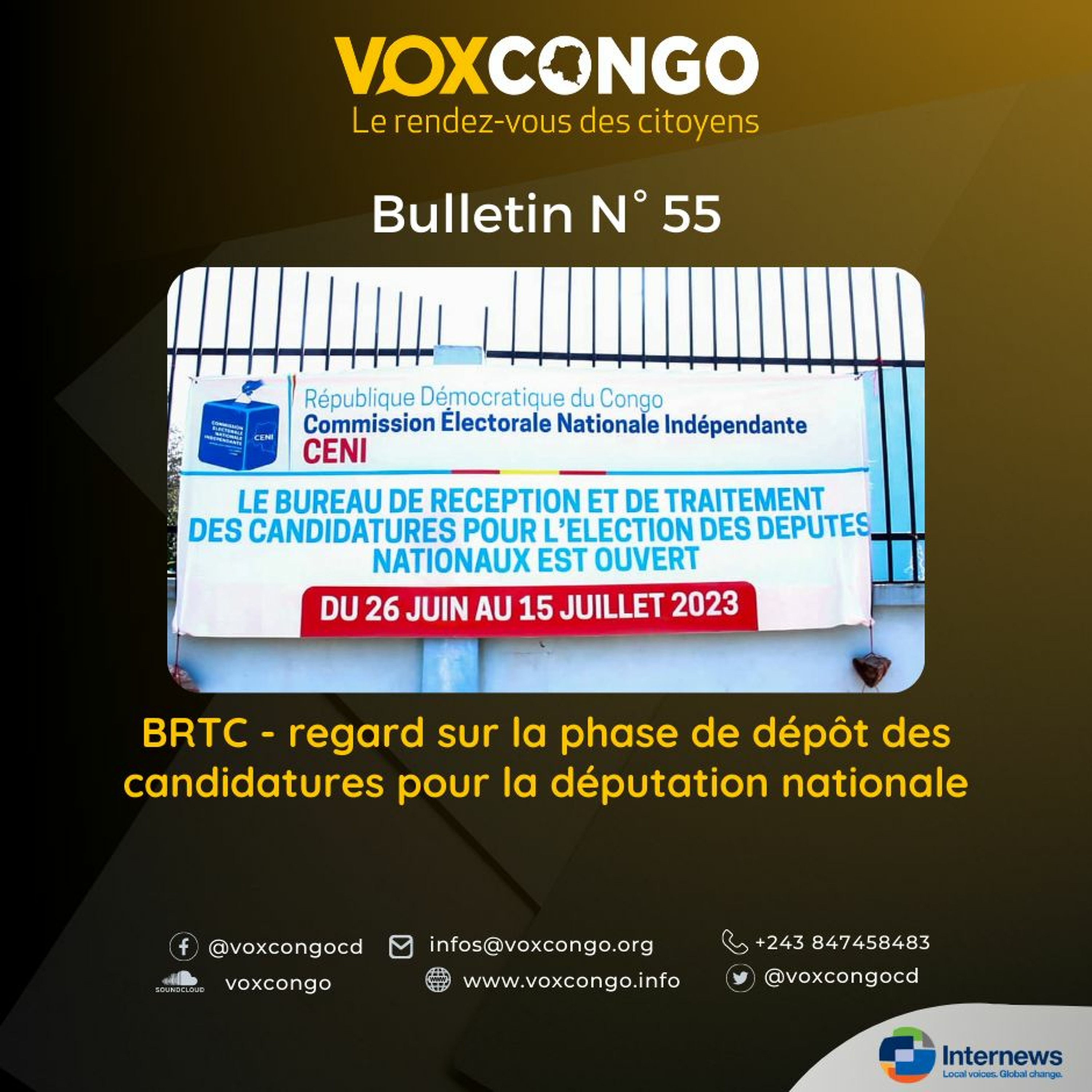 Français Bulletin Voxcongo BRTC – Regard Sur La Phase De Dépôt Des Candidatures Pour La Députati…
