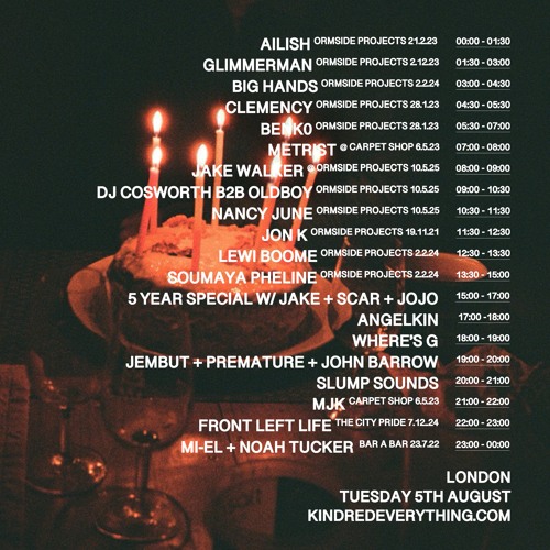 JAKE WALKER 10.5.25 @ ORMSIDE PROJECTS (KINDRED X HARDLINE)