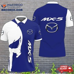 3D Printed Mazda Mx-5 Lph-ht Polo Shirt Blue