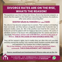Divorce Rates Are On The Rise  Sheikh Salih Fawzan