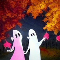 Ghost lovers dancing in the fall leaves