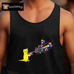 Cat Pew Pew Pride Heart Rainbow Shirt