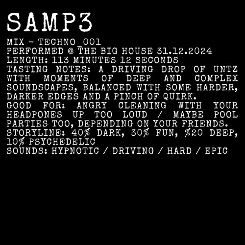 SAMp3 - Techno Mix 001 - NYE 24/25