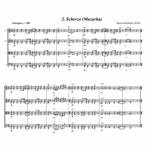 Pawel Strzelecki: 2. Scherzo (Mazurka) [String Quartet No. 2 (2012)] (live rec., Dublin 2010).