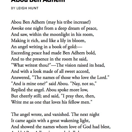96 Abou Ben Adhem by Leigh Hunt
