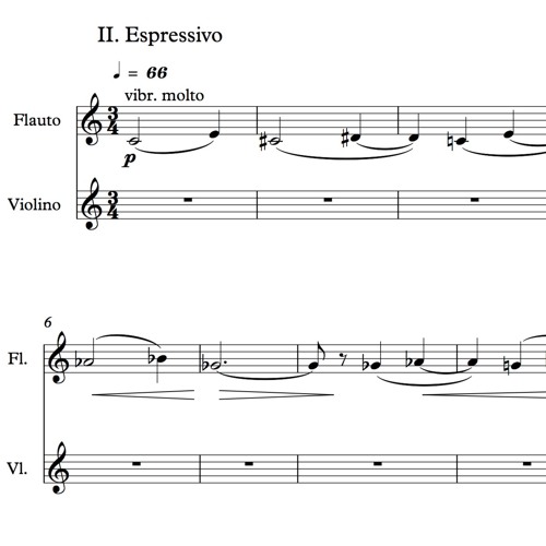 Espressivo [II mov. of "Quasi un divertimento"] for flute and violin