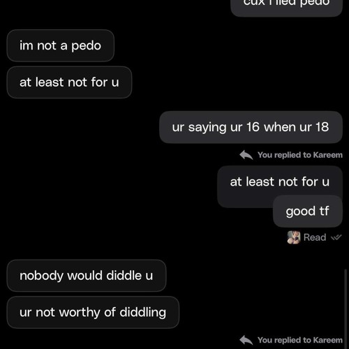 "ur not worthy of diddling" (prod 𝕡𝕒𝕣𝕒𝕕𝕚𝕤𝕖)