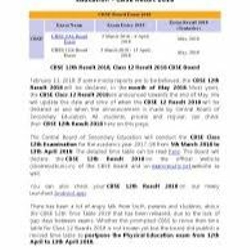 Stream How to Get Your CBSE Class 12 Marksheet 2018 in PDF Format from ...