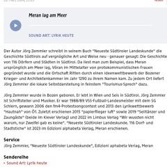 Radio Ö1 20.03.2024 zu "Neueste Südtiroler Landeskunde"