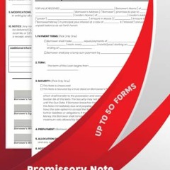 Ebook PDF Promissory Notes Form Book: note payable Agreement Form. For Lender and Borrower To Stat