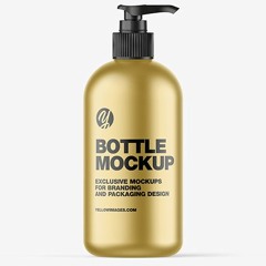 88+ Download Free Matte Metallic Bottle w/ Closed Pump Mockup Mockups PSD Templates