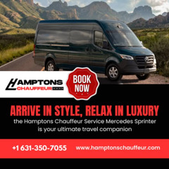 Arrive in style, relax in luxury—the Hamptons Chauffeur Service Mercedes Sprinter is your ultimate travel companion