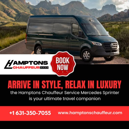 Arrive in style, relax in luxury—the Hamptons Chauffeur Service Mercedes Sprinter is your ultimate travel companion