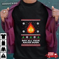 Studio Ghibli Calcifer May All Your Bacon Burn Howl’s Moving Castle Ugly Christmas Sweater