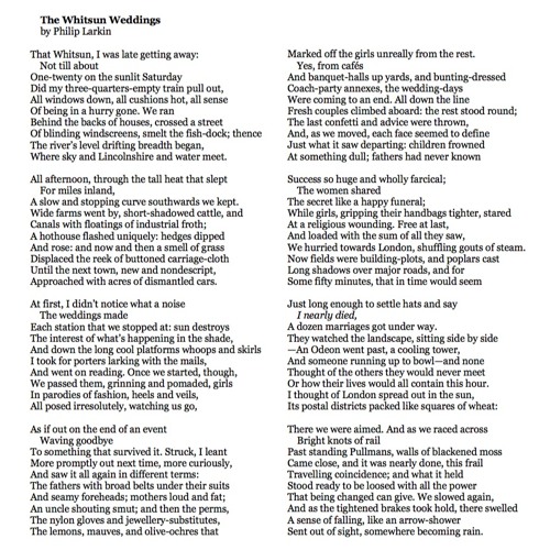 whitsun weddings poem