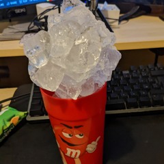 M&M cup overfilled with ice