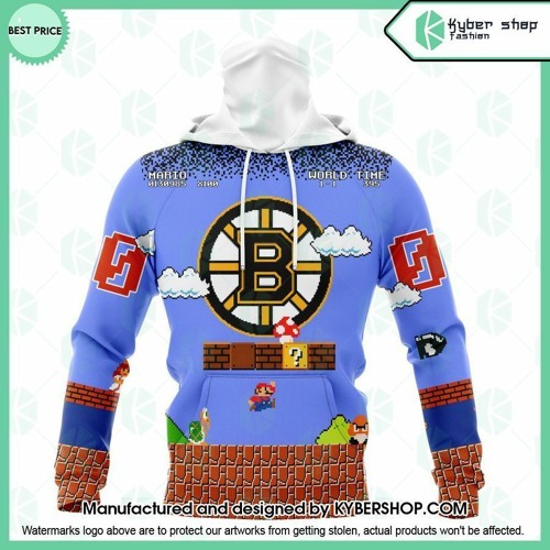Boston Bruins Special Kits With Super Mario Game Design CUSTOM Hoodie
