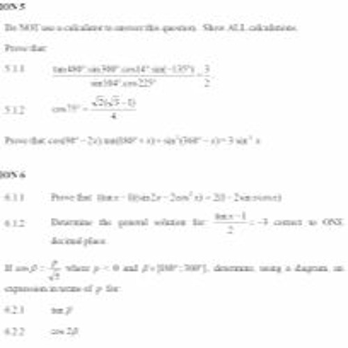 Stream grade 12 trigonometry practice questions and answer keys by