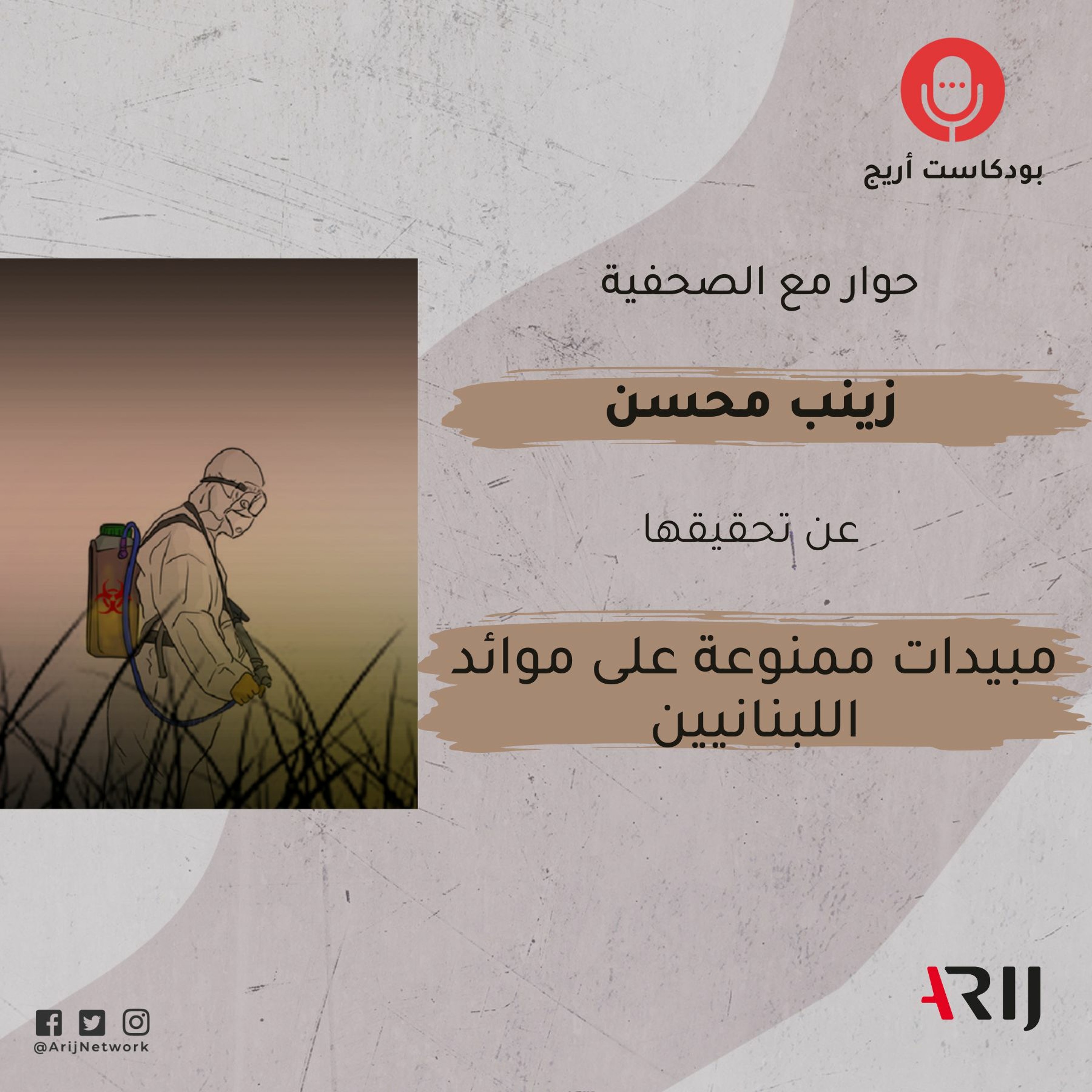 بودكاست أريج: الحلقة الرابعة: "مبيدات ممنوعة على موائد اللبنانيين" episode artwork