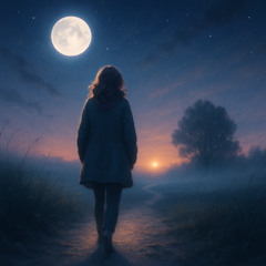 밤의 길을 걷는 아이