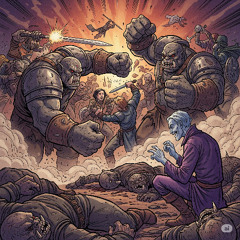 Your DnD party is fighting off ogrillons, but your necromancer is too busy examining the bodies