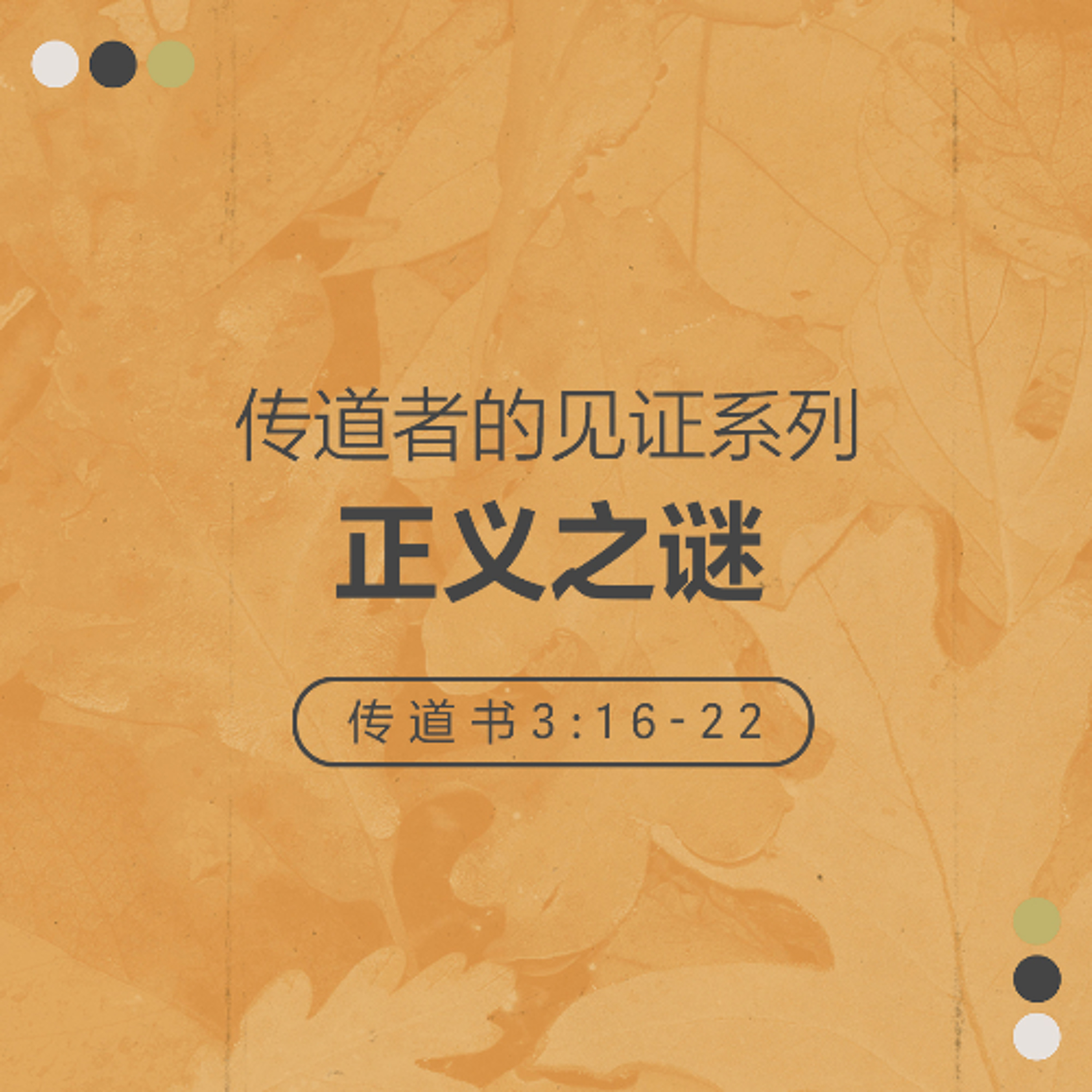 10/26/2025 【传道者的见证】正义之谜（传 3:16-22） —— 王唯权 牧师
