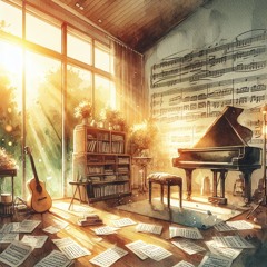 In the center of the studio