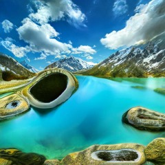 water mountain sun