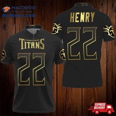 Tennessee Titans 22 Derrick Henry Black Golden Edition Jersey Inspired Style Polo Shirt