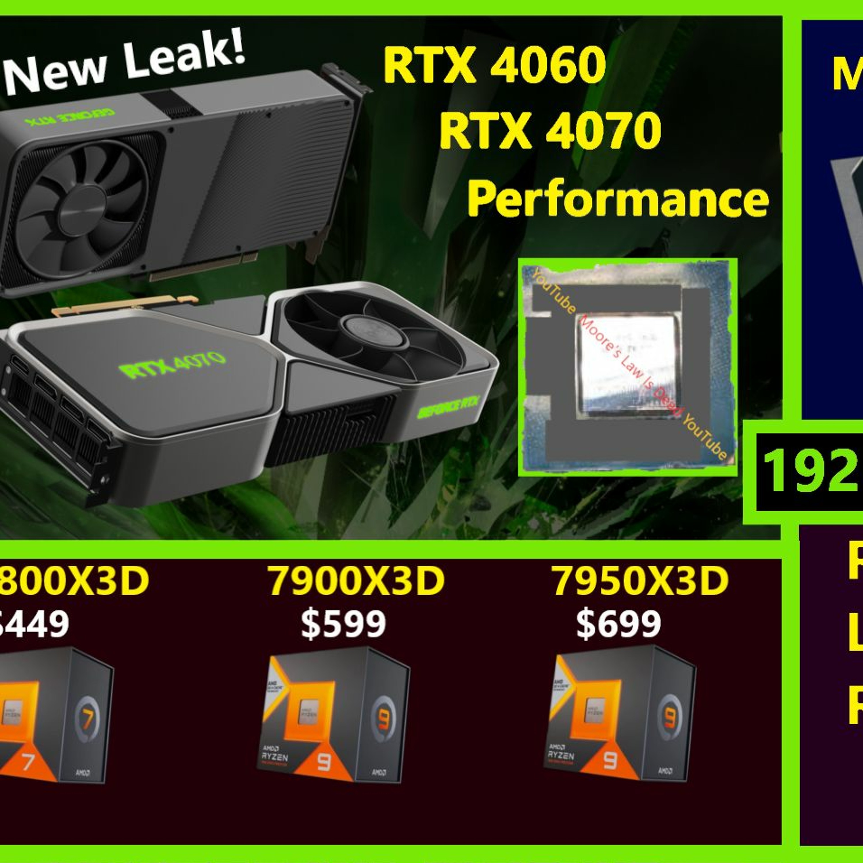 cover of episode 192. RTX 4060 & 4070 Leak, 4090 Laptop Reviews, Zen 4 X3D, Meteor Lake Cancellations