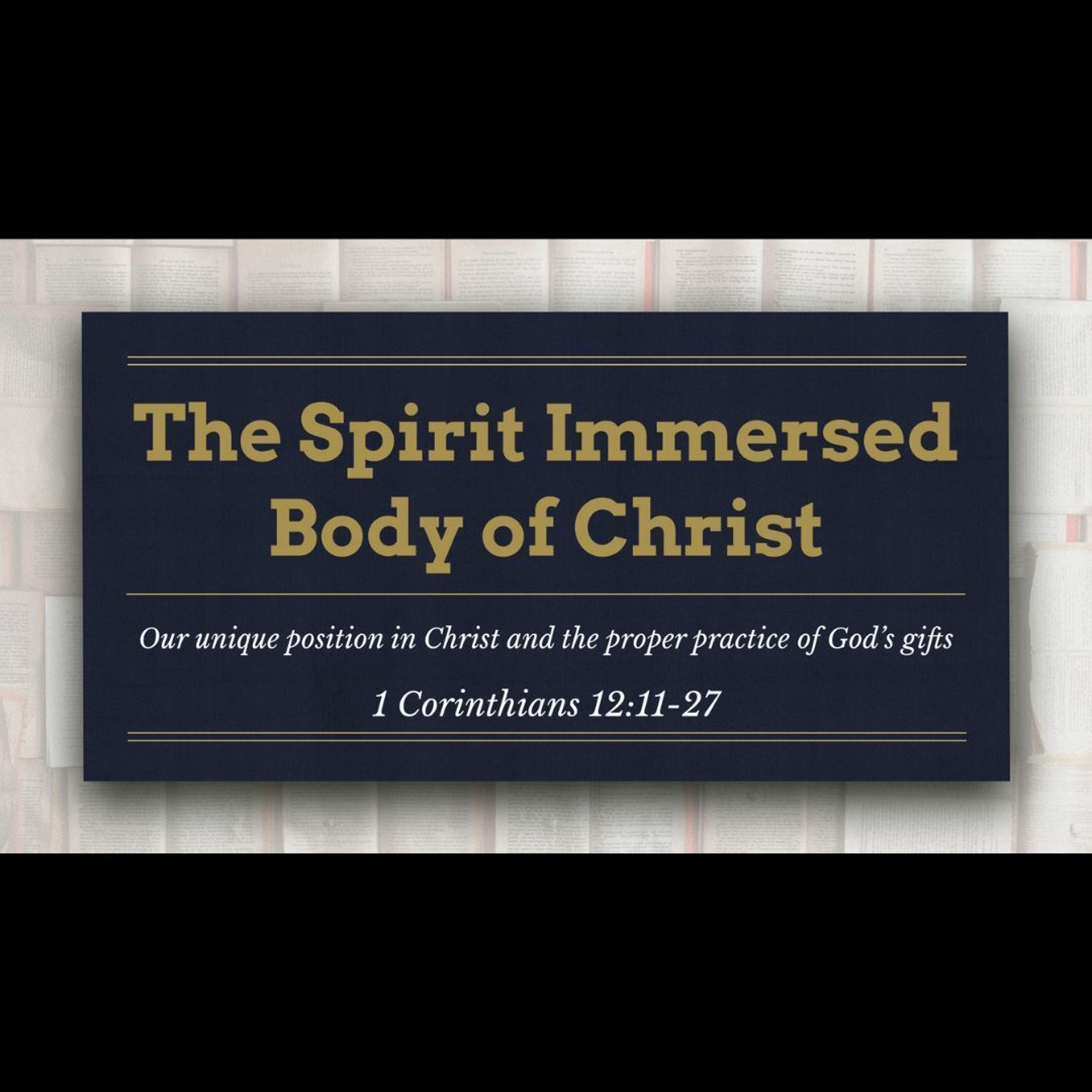 The Spirit Immersed Body of Christ (1 Corinthians 12:11-27)