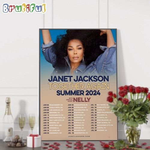 Janet Jackson Together Again 2024 Tour Wall Art Poster Canvas, Janet Jackson Music Tour Poster