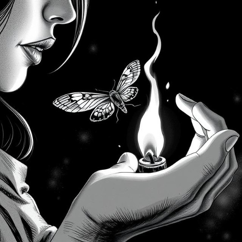 A Moth Drawn To A Flame That Give Off No Heat
