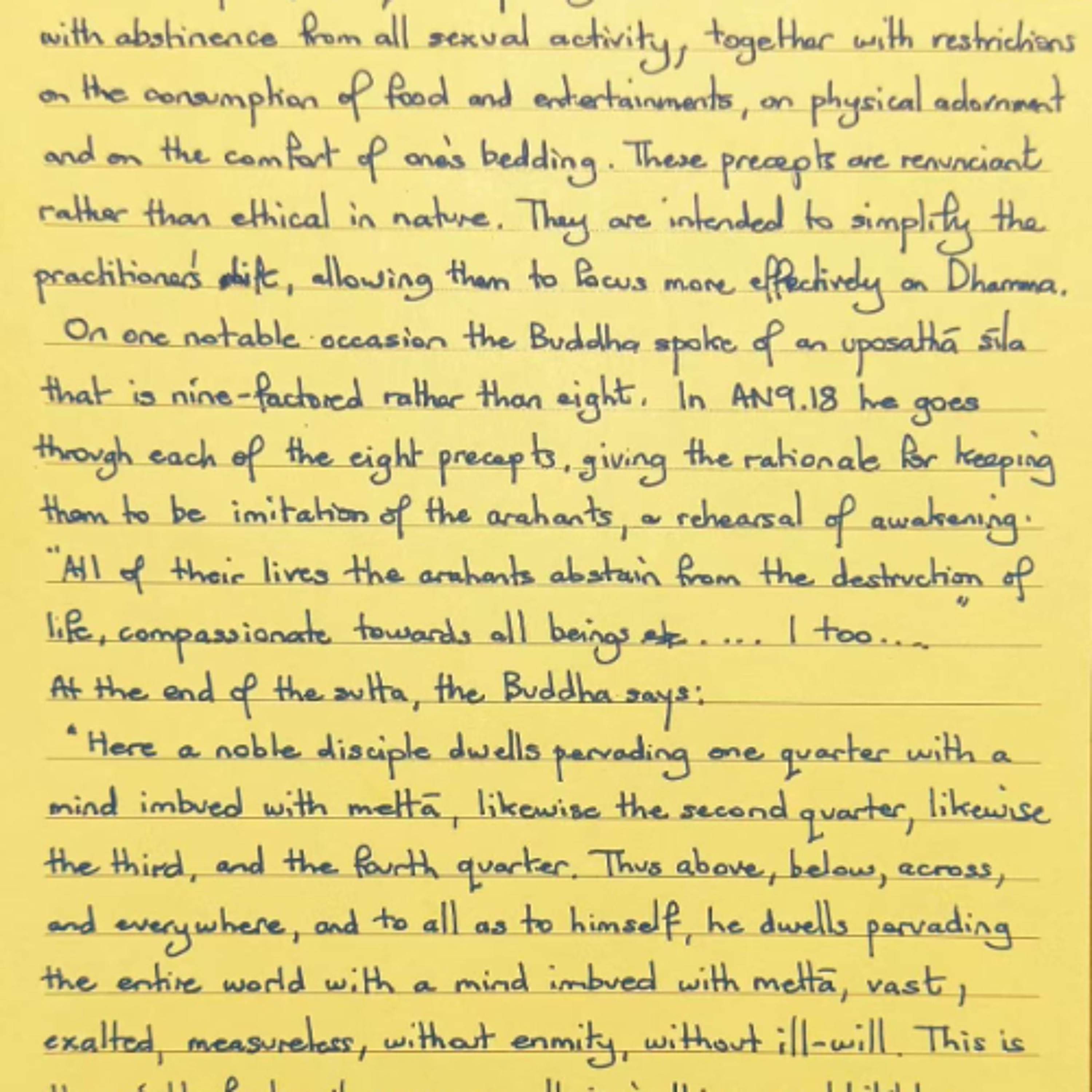 Foglietto Giallo del 2 settembre 2025 sui precetti nei giorni di uposatha