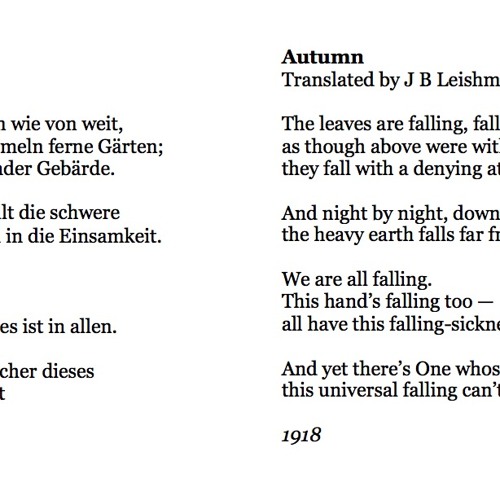 595 Herbst (Autumn) by Rainer Maria Rilke, read by Moritz Kiermeier and Mark Edel-Hunt