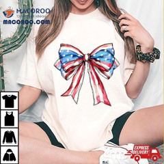 Coquette American Girly 4th Of July Flag Bow Girls Shirt