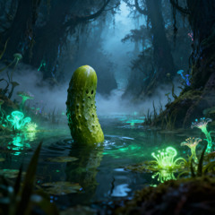 music for a mischievous pickle in bioluminescent swamp