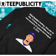 Seiya Suzuki Chicago Cubs is batting 344 with 74 hits 13 home runs shirt