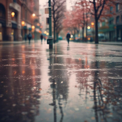 雨上がりの歩道