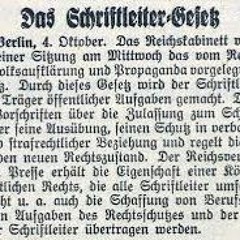 Journalisten als Staatsdiener - das Schriftleitergesetz