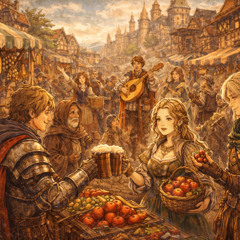 The Bustling Marketplace - Lively Medieval Town