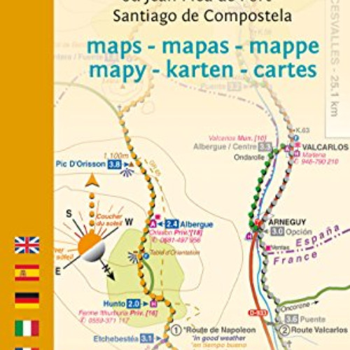 [Download] EBOOK 📜 Camino de Santiago Maps: St. Jean Pied de Port - Santiago de Comp