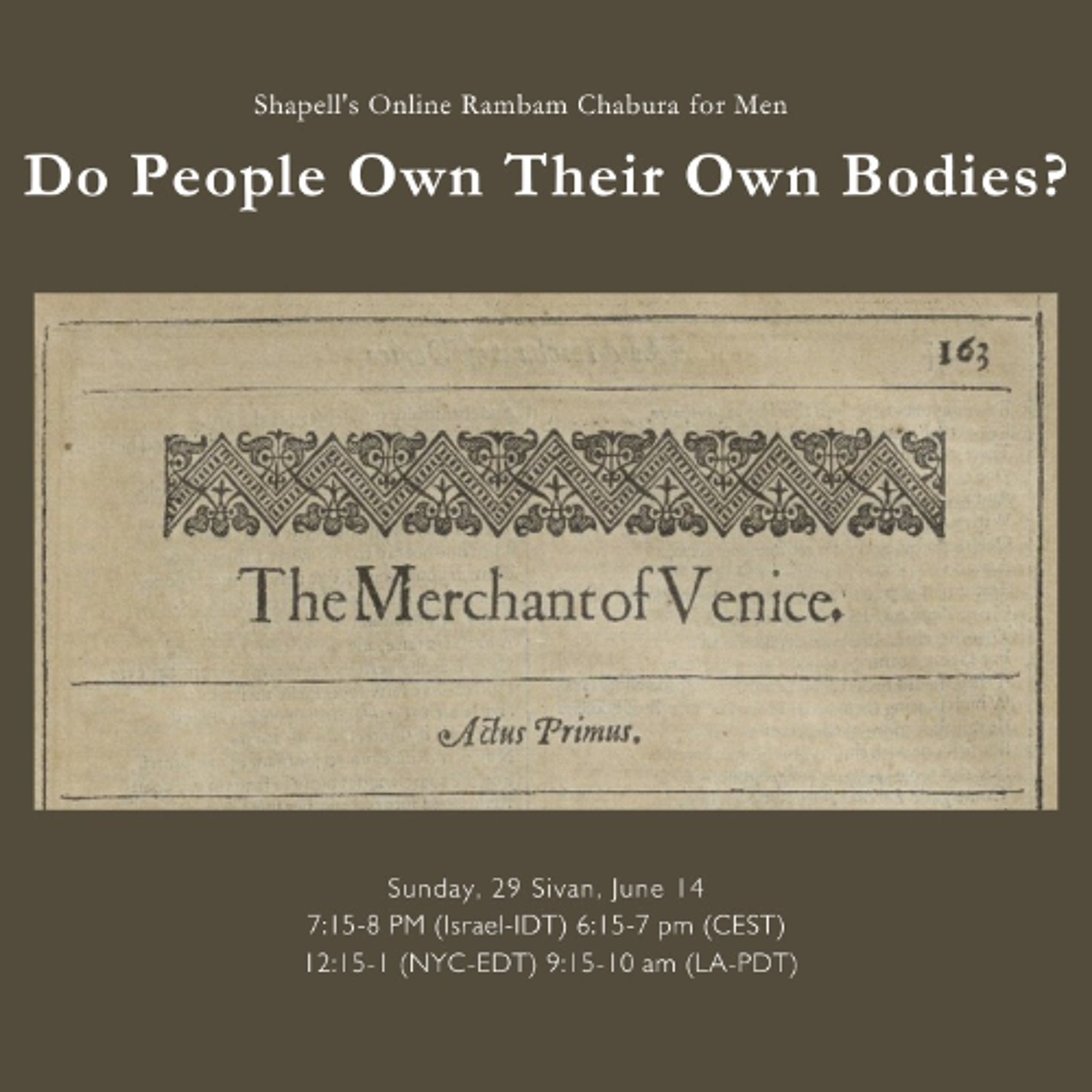 Rabbi Kwass - Rambam Chabura: Do People Own Their Own Bodies? episode artwork