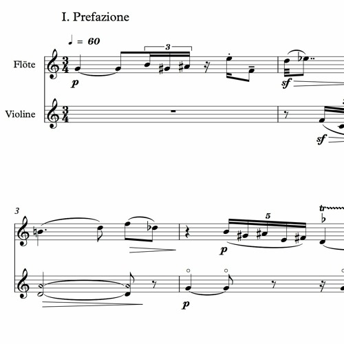 Prefazione [I mov. of "Quasi un divertimento"] for flute and violin