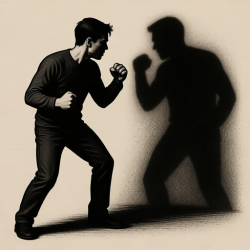 I fight with my shadow.